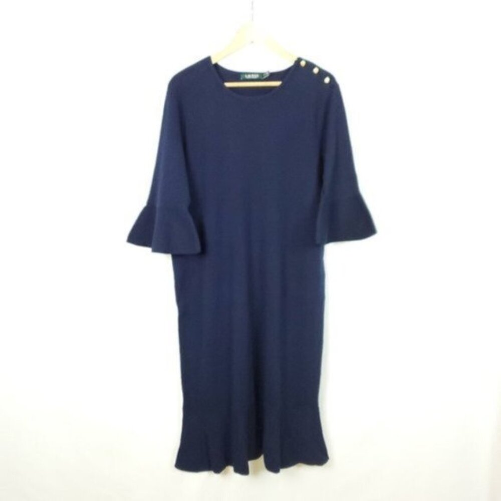 LAUREN RALPH LAUREN Navy Midi Dress Size 2X
